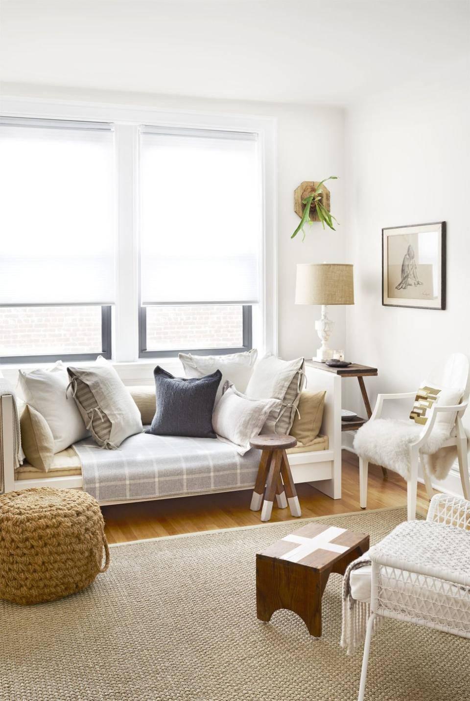 a cozy living room in a new york city apartment