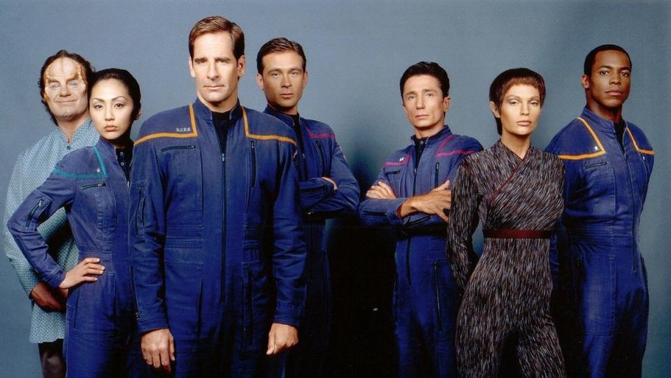 The early pre-Federation Starfleet uniforms, seen on the crew of the NX-01 Enterprise, on Star Trek: Enterprise. 