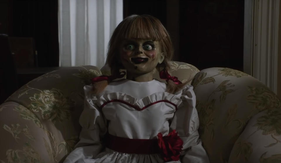 Horror cinema's creepiest doll returns in the first trailer for Gary Dauberman's 'Conjuring' sequel 'Annabelle Comes Home'. (Credit: New Line Cinema)