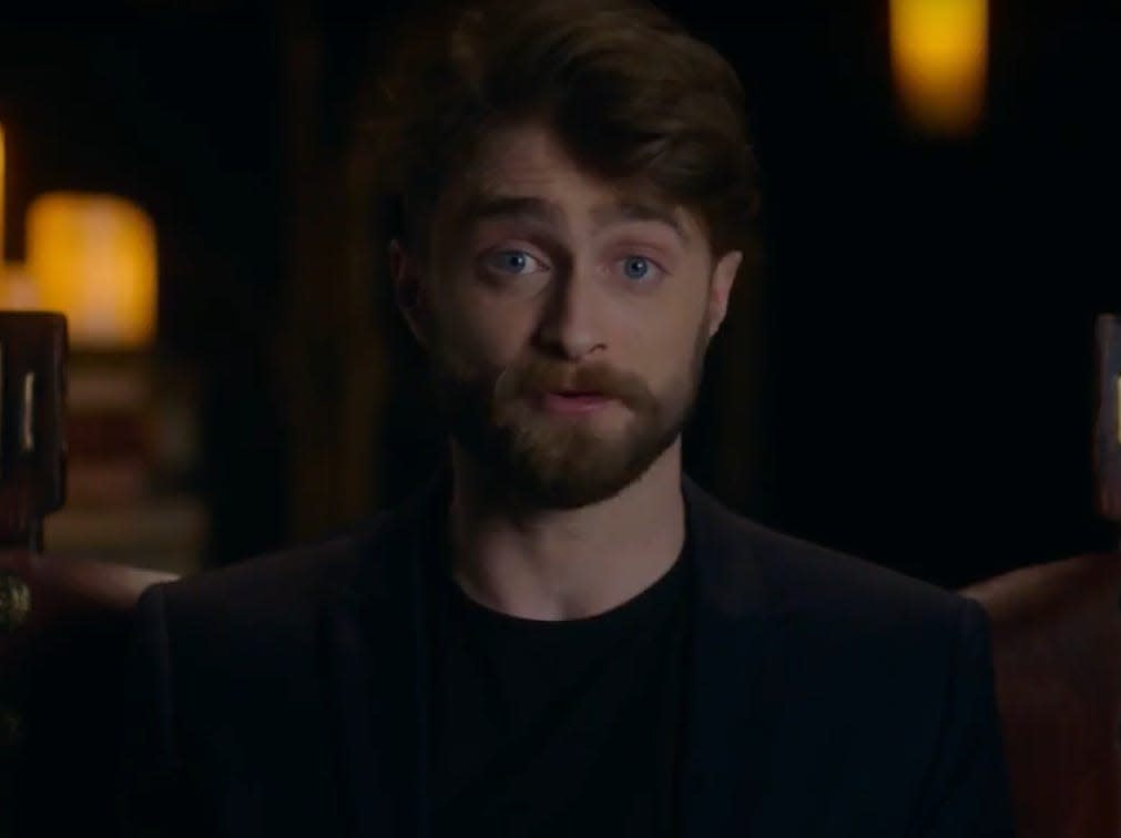 daniel radcliffe on the harry potter set for the 20th anniversary reunion special