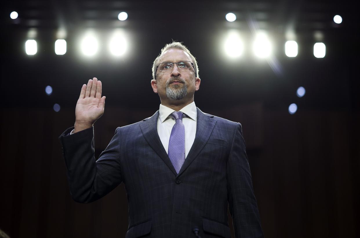 Peiter “Mudge” Zatko, former head of security at Twitter, is sworn-in as he testifies before the Senate Judiciary Committee on data security at Twitter, on Capitol Hill, September 13, 2022 in Washington, DC. 