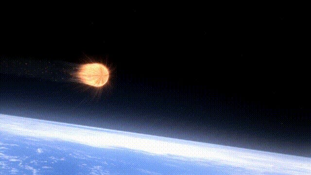 gif shows spaceship fireball falling to earth