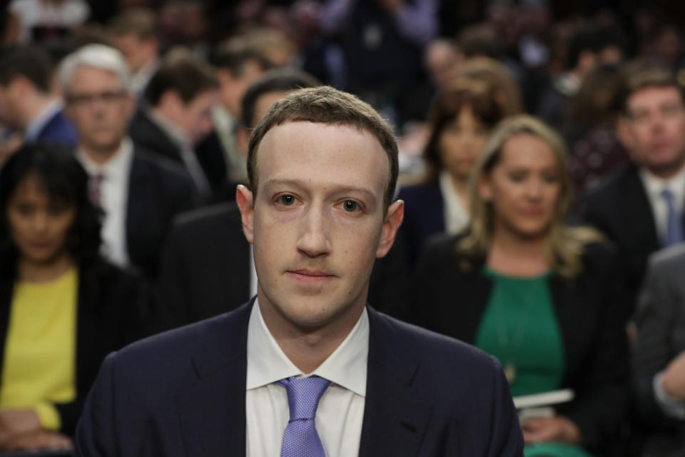 WASHINGTON, DC - APRIL 10:  Facebook co-founder, Chairman and CEO Mark Zuckerberg arrives to testify before a combined Senate Judiciary and Commerce committee hearing in the Hart Senate Office Building on Capitol Hill April 10, 2018 in Washington, DC. Zuckerberg, 33, was called to testify after it was reported that 87 million Facebook users had their personal information harvested by Cambridge Analytica, a British political consulting firm linked to the Trump campaign.  (Photo by Chip Somodevilla/Getty Images)