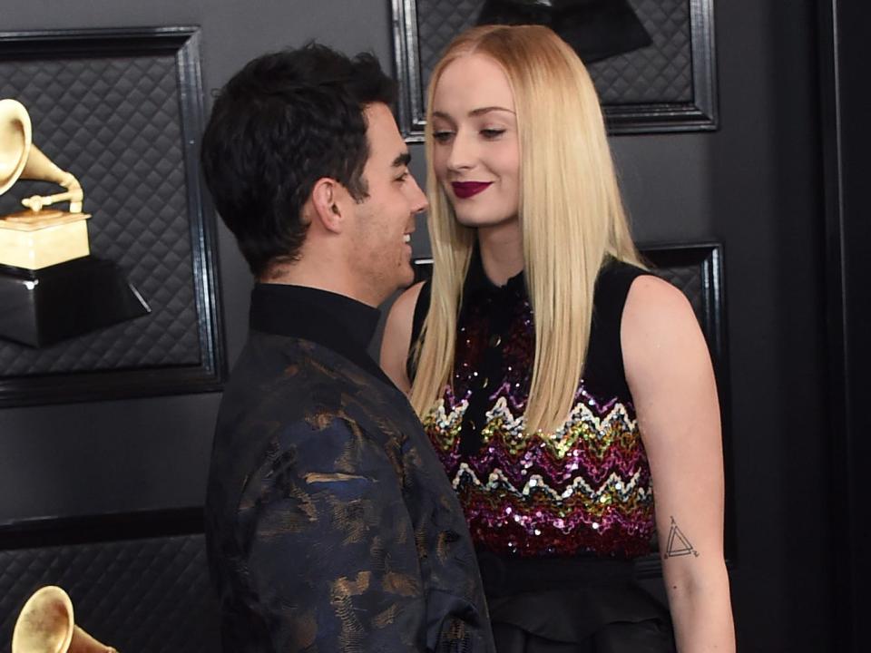 joe jonas and sophie turne at the 2020 grammys