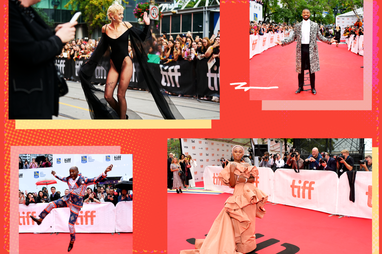 Compared to previous years, this year's edition of the Toronto International Film Festival will lack star-studded red carpets due to the Hollywood strikes. (Photo Illustration: Yahoo News; Photos: Getty Images)