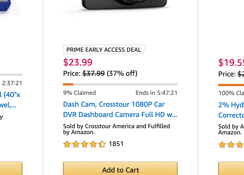 Amazon uses two techniques here: the bar that shows that the deals are limited, and a clock that even includes seconds. (Screenshot via Yahoo Finance)