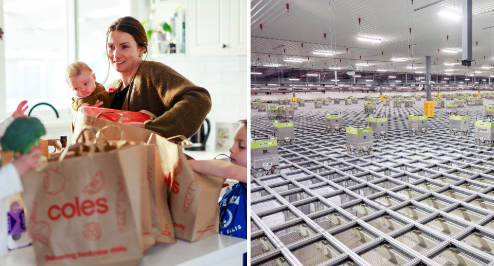 Coles shopper next to huge distribution centre