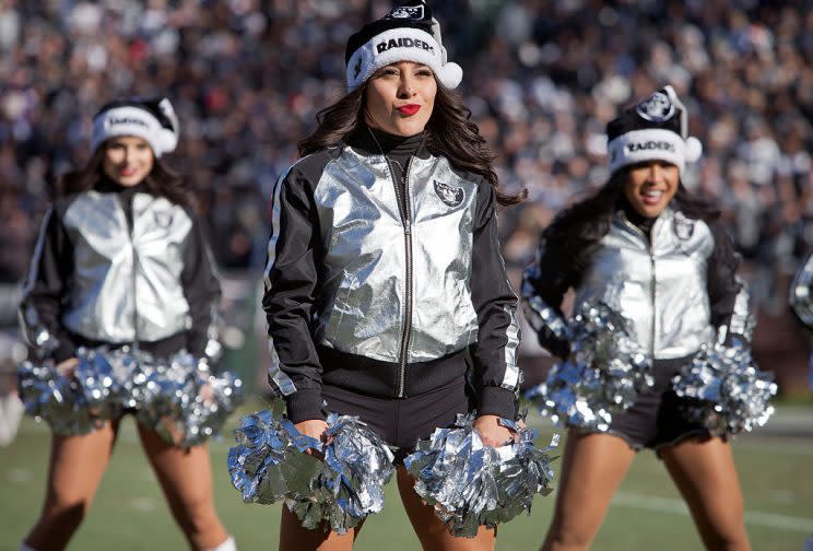 Oakland Raiders cheerleaders have settled with the team over back pay. (Getty)