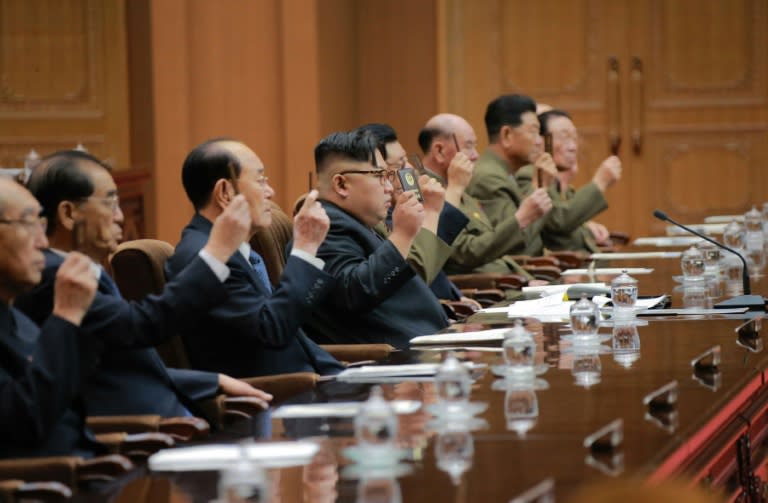 North Korean leader Kim Jong-Un attends the fourth session of the 13th Supreme People's Assembly of the DPRK on June 29 in Pyongyang