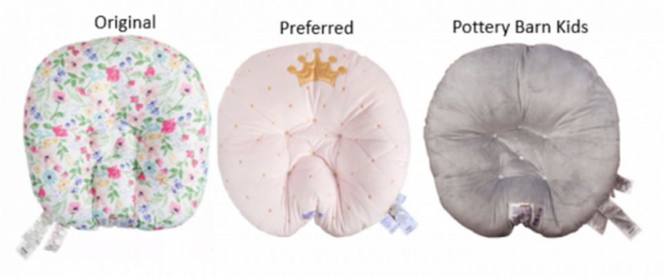 The recalled Boppy Original Newborn Lounger, Boppy Preferred Newborn Lounger and Pottery Barn Kids Boppy Newborn Lounger