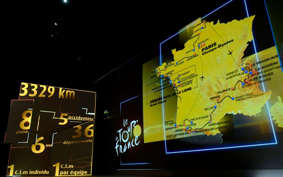 The route for next year's Tour de France was announced in Paris on Tuesday - AFP