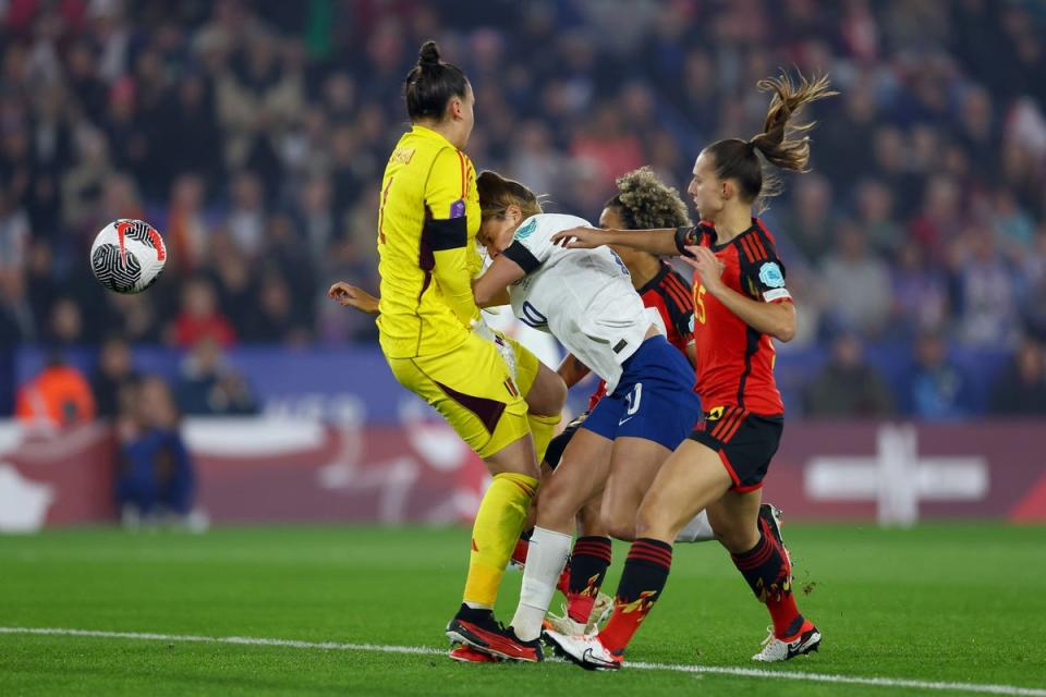 The Lionesses found Belgium and Brighton goalkeeper Nicky Evrard in excellent form (The FA via Getty Images)