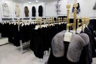 Mink fur coats are seen in a store selling mink fur clothing at a shopping mall in Shangcun