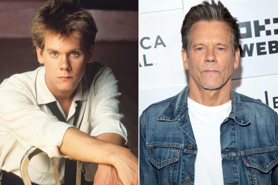 <p>Paramount/Kobal/Shutterstock; Manny Carabel/WireImage</p> Kevin Bacon in 1984 (left) and 2024 (right)