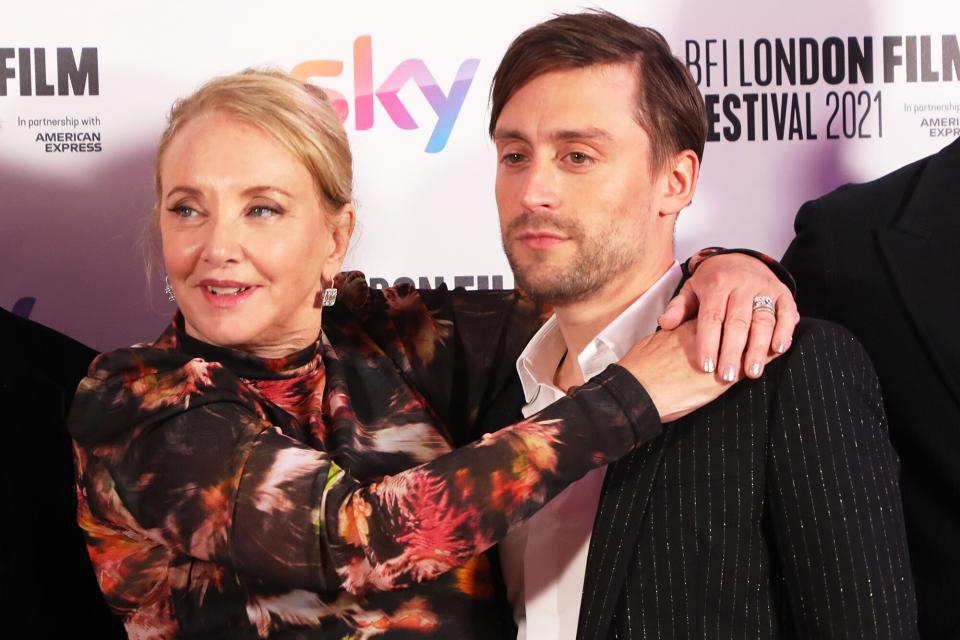 J. Smith Cameron and Kieran Culkin attend the "Succession" European Premiere during the 65th BFI London Film Festival at The Royal Festival Hall on October 15, 2021 in London, England.
