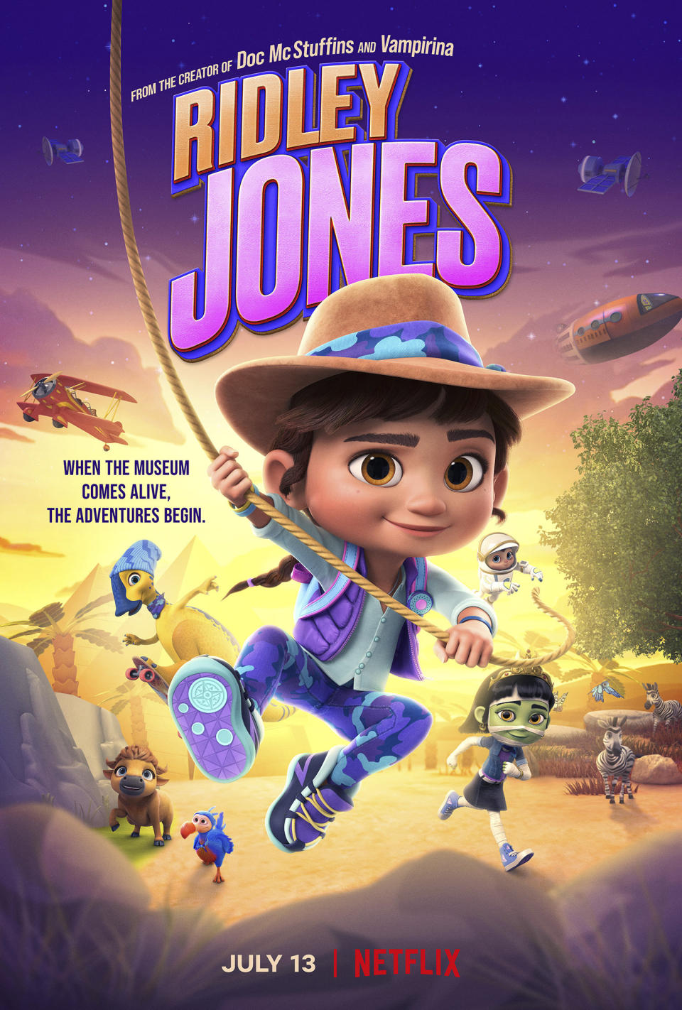 This image proved by Netflix shows promotional art for the children's animated series "Ridley Jones." (Netflix via AP)