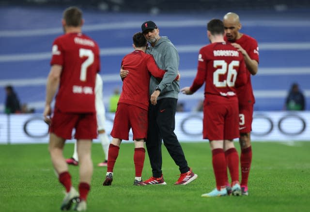 Jurgen Klopp with his Liverpool players