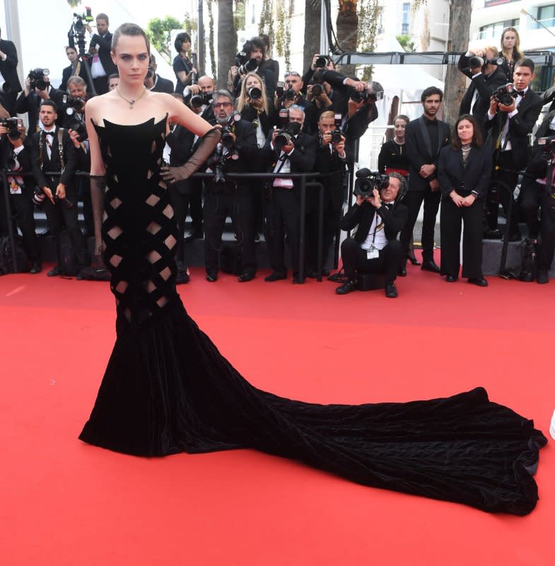 Cara Delevingne attends the premiere of "The Innocent" at Palais des Festivals at the 75th Cannes Film Festival in France on May 24. The model/actor turns 31 on Friday. File Photo by Rune Hellestad/ UPI