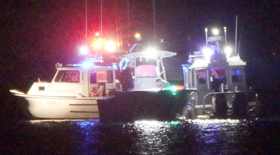 A search with boats, helicopters and divers started off Cold Storage Beach in Dennis Friday after a boat hit a stone jetty. One teen was killed and five others rescued.