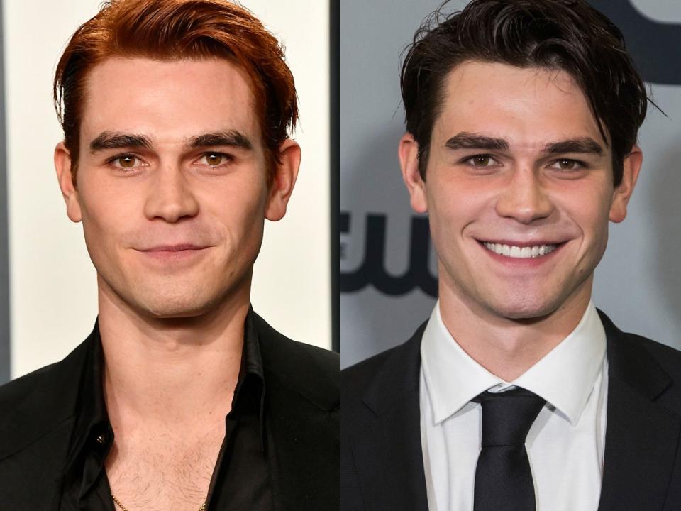 kj apa red hair brunette hair 