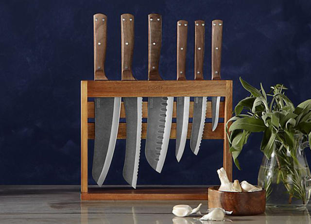 9-Pieces Damascus Kitchen Knife Set with Rubber Wood Block