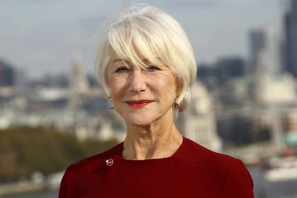 Actress Dame Helen Mirren poses for photographers at the photo call for the film 'The Good Liar' at a central London hotel, Wednesday, Oct. 30, 2019. (Photo by Joel C Ryan/Invision/AP)