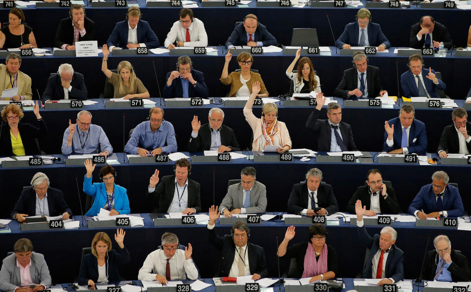 European Parliament voting in Strasbourg