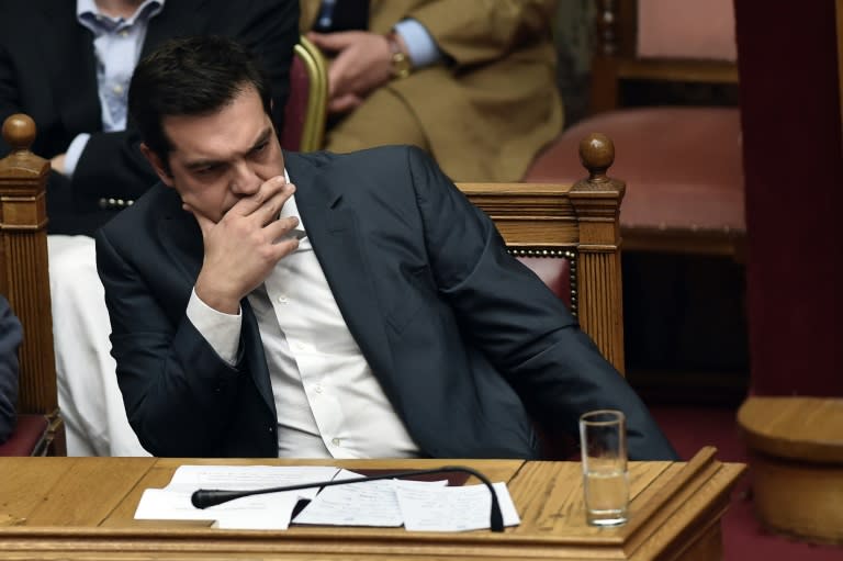 Greek Prime Minister Alexis Tsipras attends a parliamentary session in Athens on July 15, 2015
