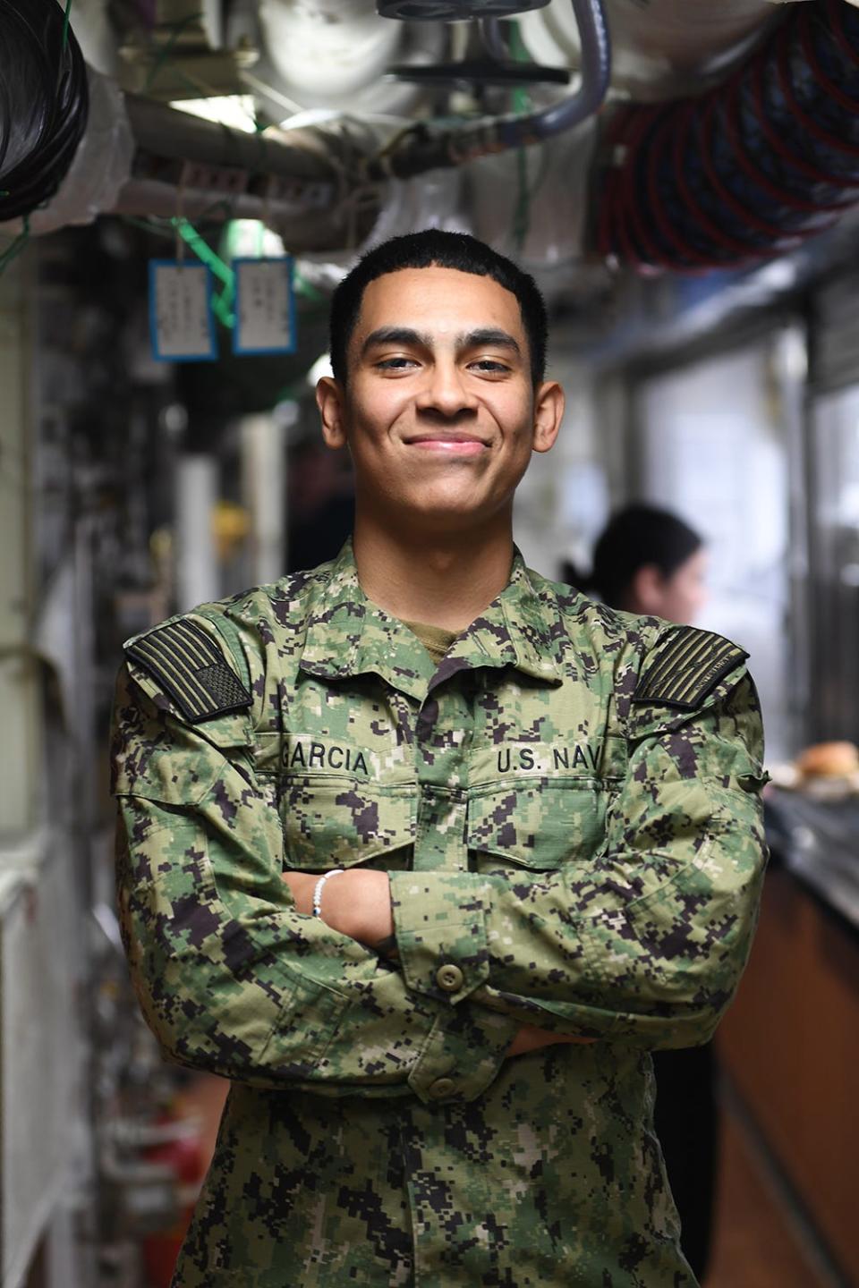 Fireman Ethan Garcia, a native of Shreveport, Louisiana, serves in Japan aboard a forward-deployed U.S. Navy warship.