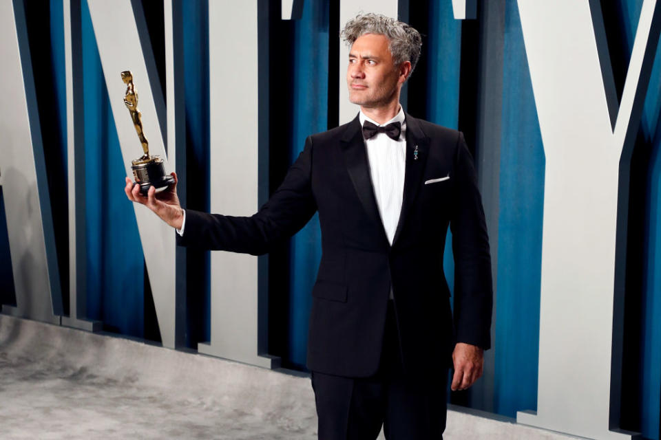 Filmmaker Taika Waititi with his Oscar. Source: Getty