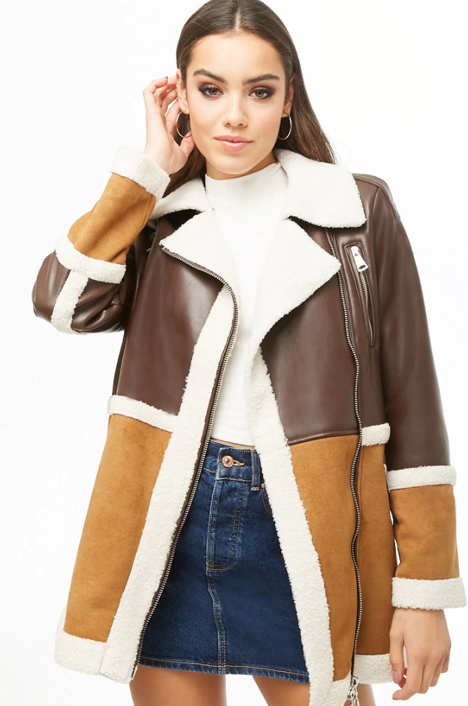 Forever 21 Faux Shearling & Faux Leather Moto Jacket. (Photo: Forever 21)