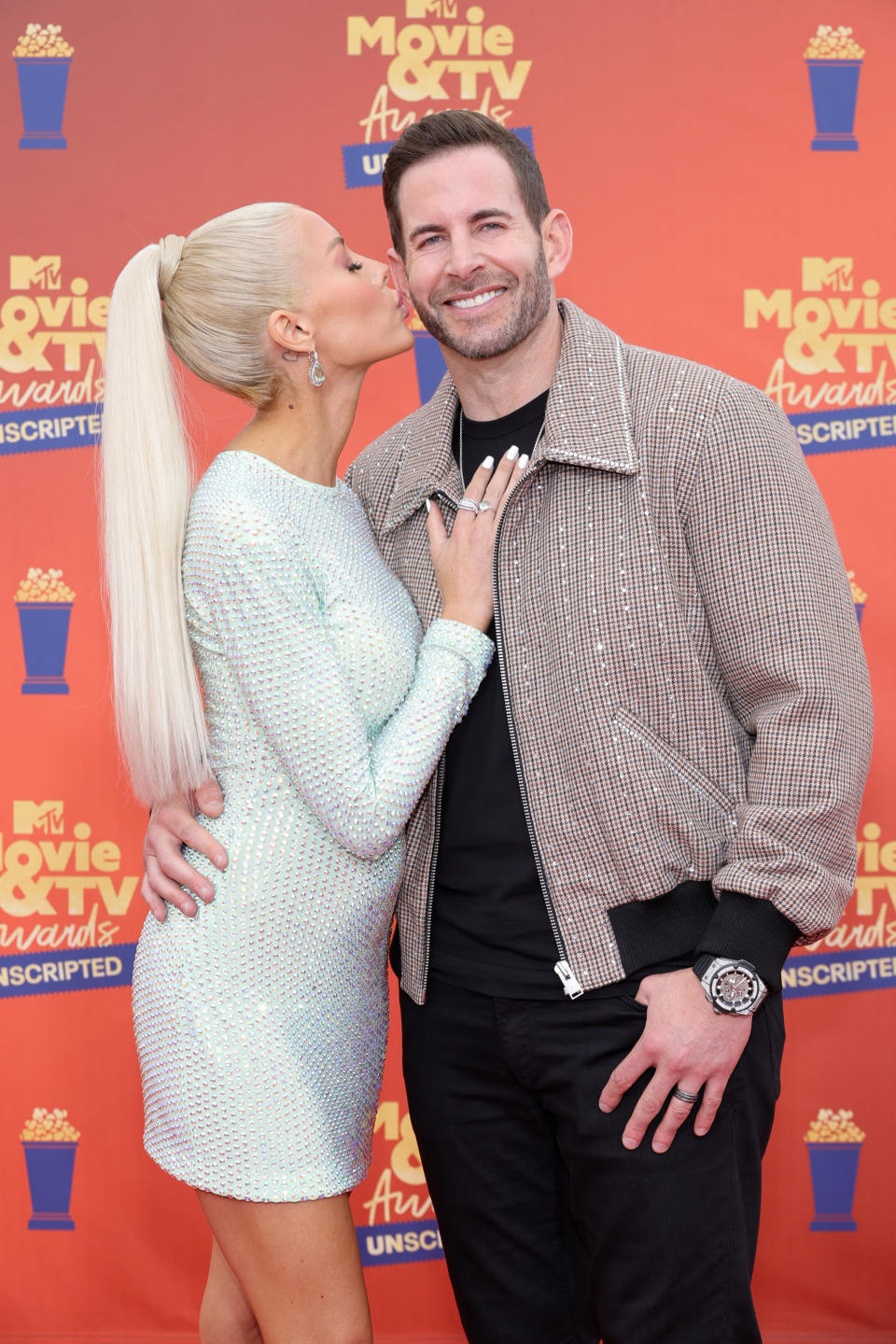 SANTA MONICA, CALIFORNIA: (L-R) In this image released on June 5, Heather Rae El Moussa and Tarek El Moussa attend the 2022 MTV Movie & TV Awards: UNSCRIPTED at Barker Hangar in Santa Monica, California and broadcast on June 5, 2022. (Photo by Amy Sussman/Getty Images)