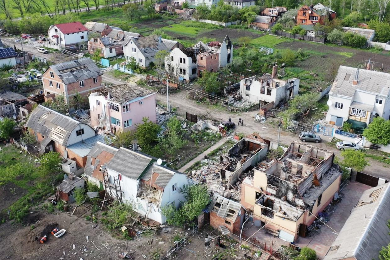 Malaya Rohan after Russian occupation and battles with Ukrainian forces to reclaim the village. (Mo Abbas  / NBC News)