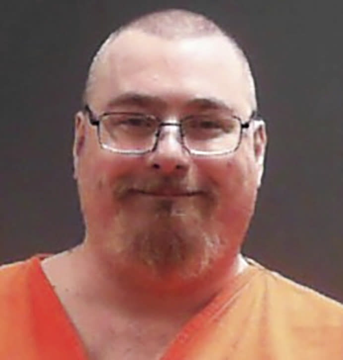 FILE - This booking photo provided by the West Virginia Division of Corrections and Rehabilitation on Aug. 10, 2023, shows Hardy Carroll Lloyd, of Follansbee, W.Va. Lloyd, a self-proclaimed white supremacist, pleaded guilty on Tuesday, Sept. 19, to making online threats toward the jury and witnesses at the trial of a man who killed 11 congregants at the Pittsburgh synagogue. (West Virginia Division of Corrections and Rehabilitation via AP, File)