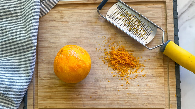 orange zest on board