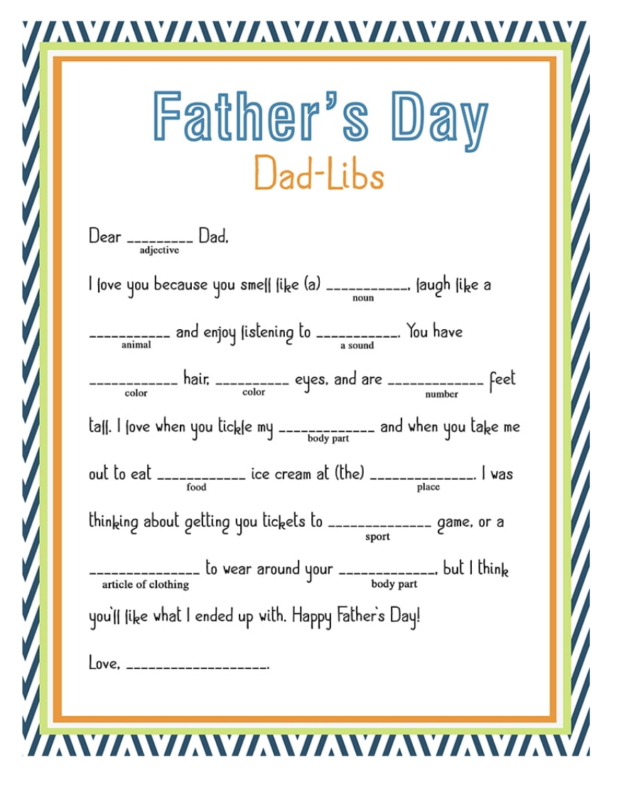 20) Dad-Libs Card