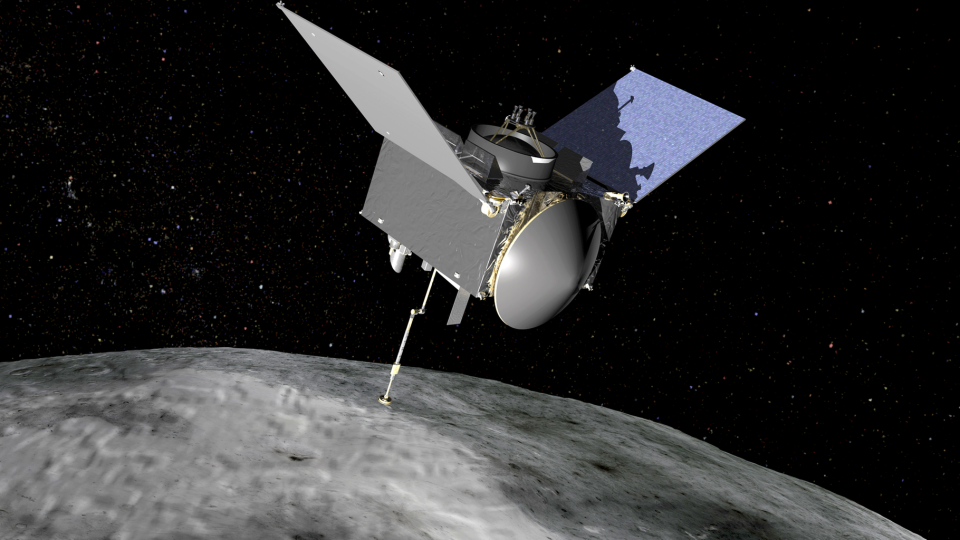 NASA's OSIRIS REx spacecraft is speeding toward a rendezvous with an asteroid. If all goes according to plan, it will return a sample of the space rock to Earth. <cite>NASA</cite>