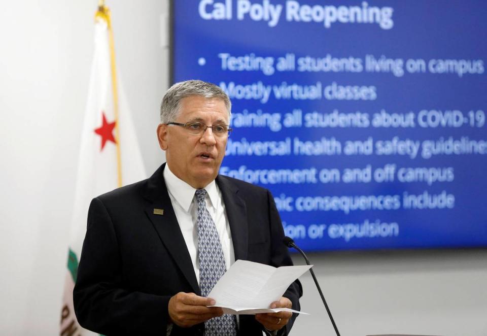 Cal Poly President Jeffrey Armstrong spoke at the SLO County Public Heath coronavirus press conference held on Wednesday, August 26, 2020
