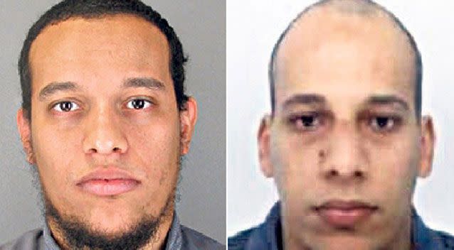 Brothers Cherif and Said Kouachi are suspected of carrying out the Charlie Hebdo massacre and were killed by police after they took a hostage at a printing works last week in Paris. Photo: 7 News.