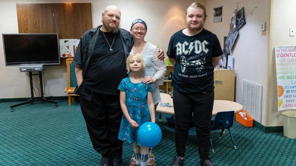 Chris and April Kuper, along with daughter Jesse, 8, and son Shawn, 15, live at the Red Lion Hotel through Interfaith Sanctuary’s program for medically vulnerable people and families with children. April was diagnosed with breast cancer the same month she and her family lost their housing.