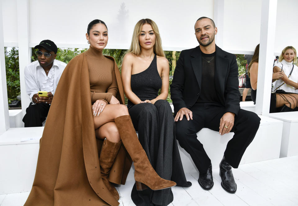 Vanessa Hudgens, form left, Rita Ora and Jesse Williams attend the Michael Kors Spring/Summer 2024 fashion show as part of New York Fashion Week on Monday, Sept. 11, 2023, in New York. (Photo by Evan Agostini/Invision/AP)