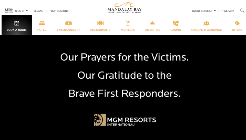 Mandalay Bay has now become the scene of America's worst mass shooting. Photo: Mandalay Bay