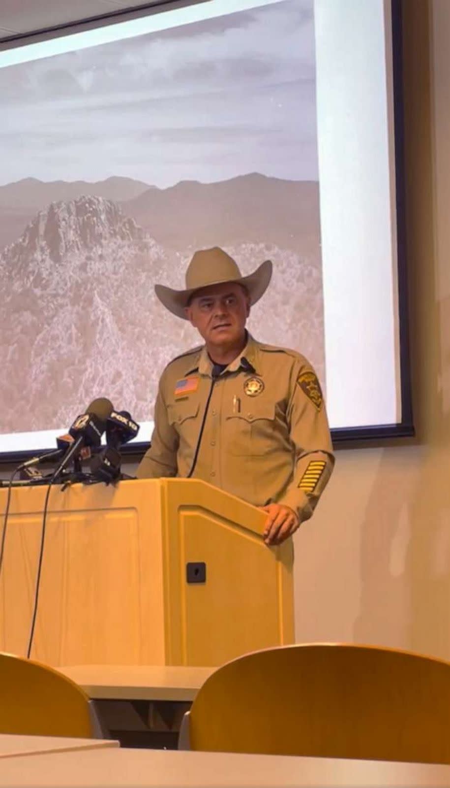 PHOTO: Yavapai County Sheriff David Rhodes speaks at a press conference on Aug. 25, 2023, in Prescott, Ariz. (Yavapai County Sheriff's Office)