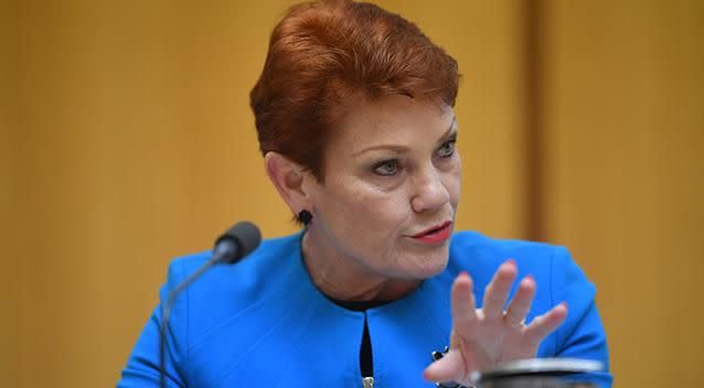 Pauline Hanson has called for a ban on Muslim immigration. Photo: AAP