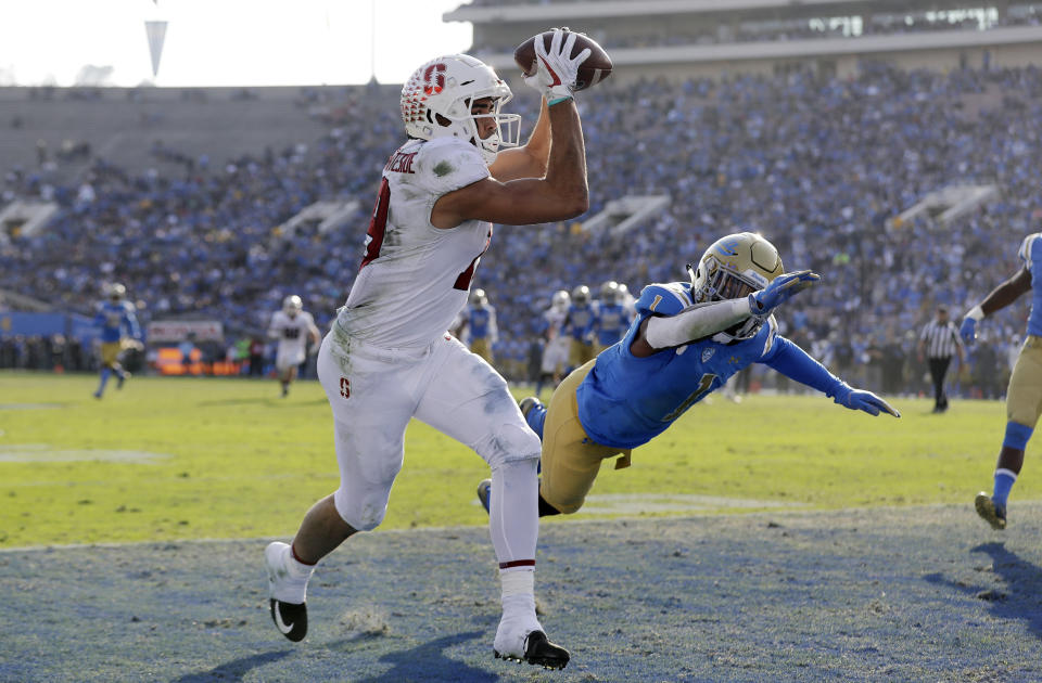 It's not hard to imagine Stanford wide receiver J.J. Arcega-Whiteside catch jump balls from Drew Brees (AP Photo)