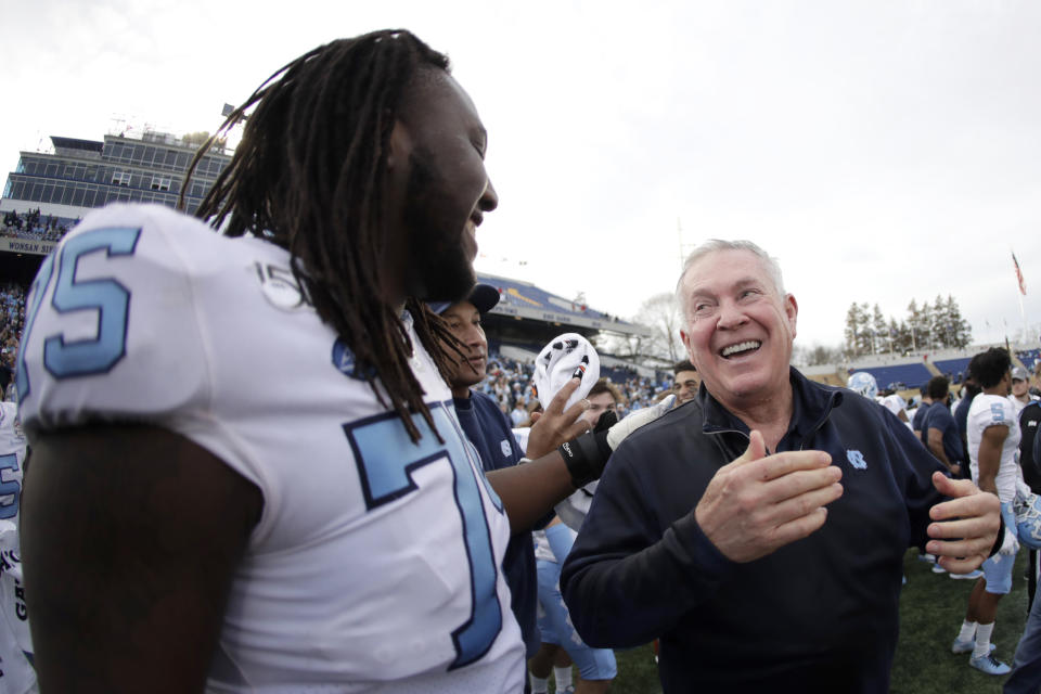 Mack Brown is leading a resurgence at North Carolina. (AP Photo/Julio Cortez)