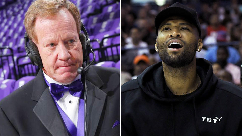 Pictured here, former Sacramento Kings caller Grant Napear and NBA star DeMarcus Cousins.