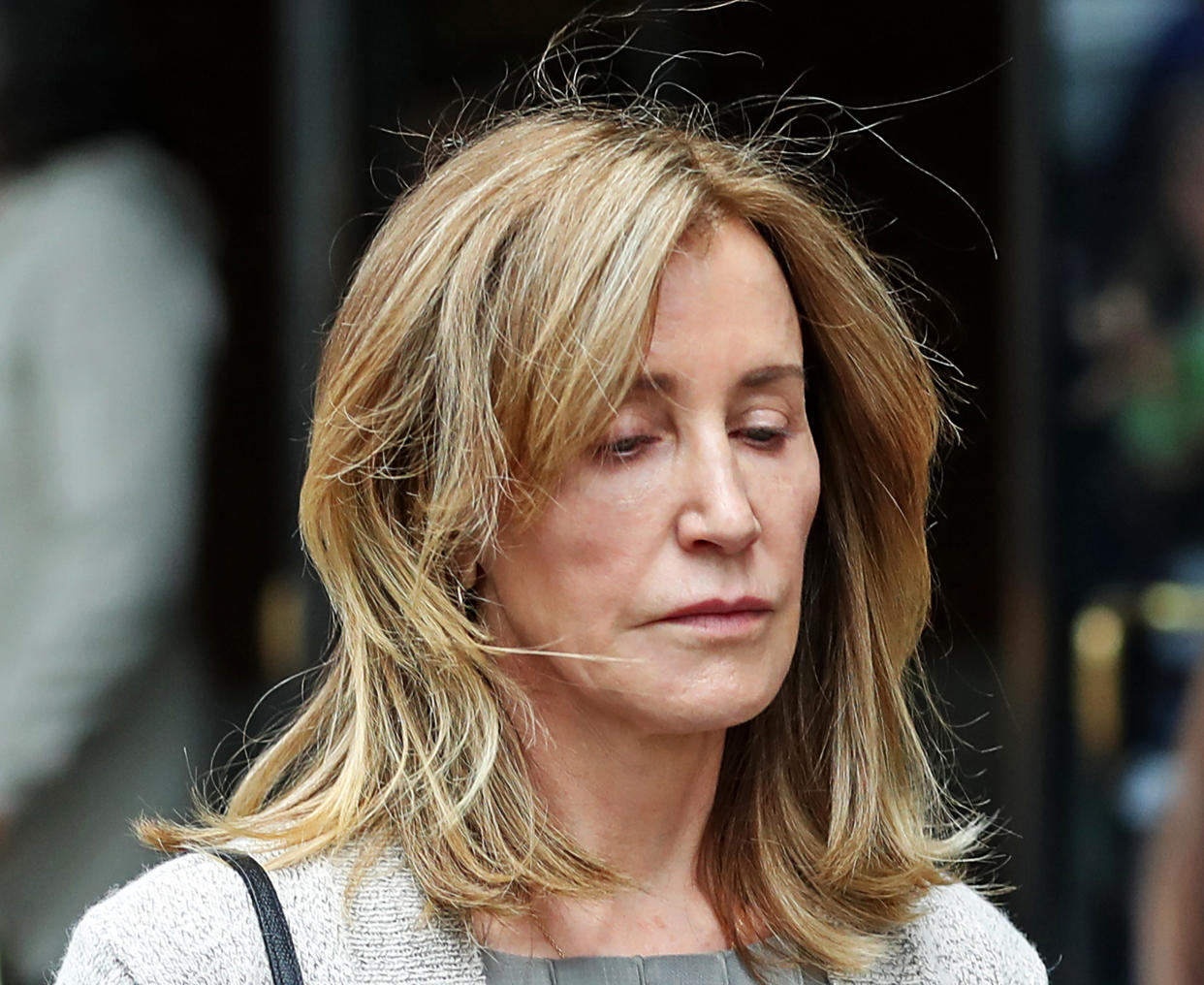 Actress Felicity Huffman leaves the John Joseph Moakley United States Courthouse in Boston on May 13, 2019. (Photo: David L. Ryan/The Boston Globe via Getty Images)