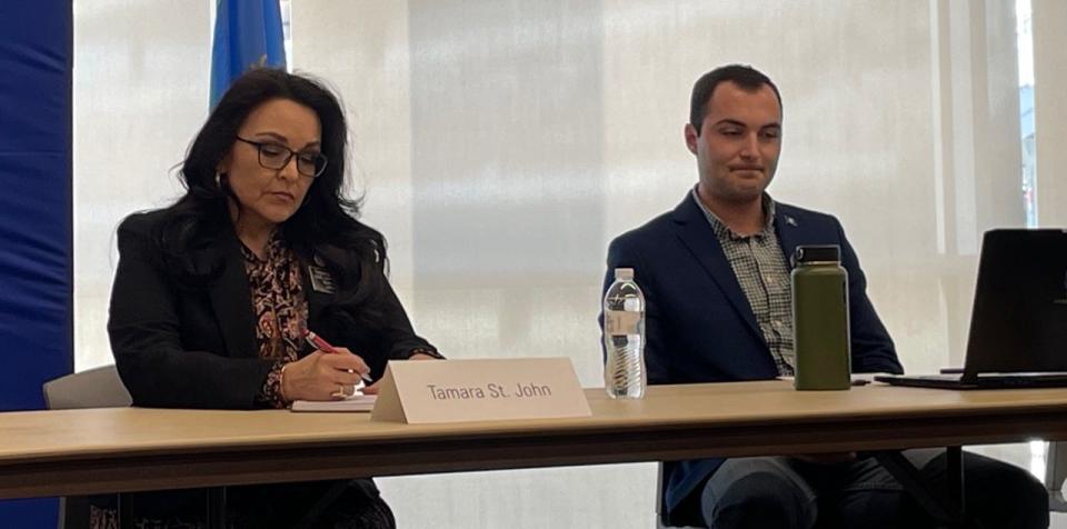 District 1 candidates Tamara St. John and Logan Manhart were among the candidates in attendance at Saturday's candidate forum at the Kessler Champion Club at the Northern State University Barnett Center.