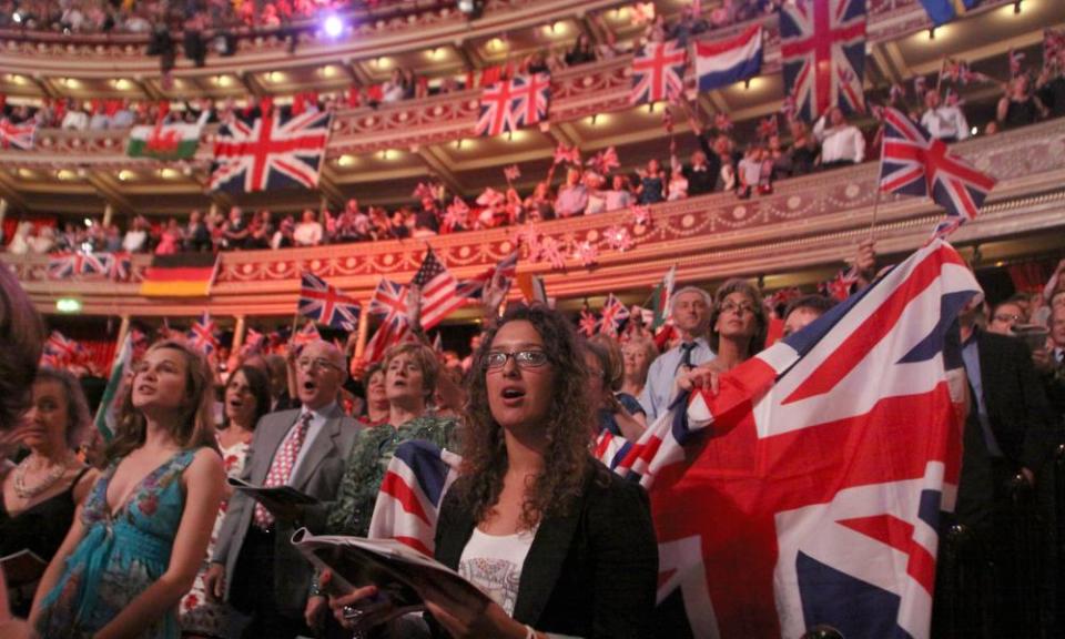 Crowd with Union flags